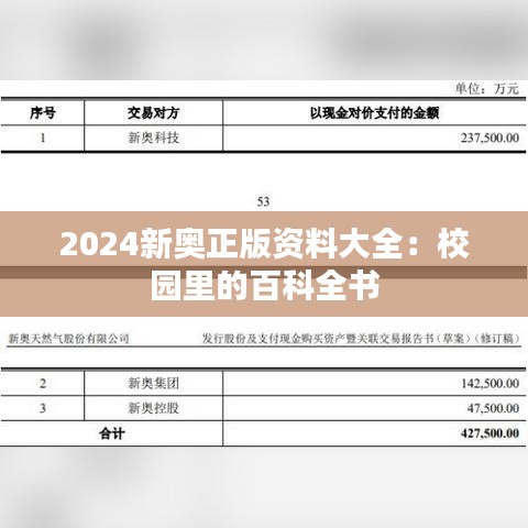 2024新奥正版资料大全：校园里的百科全书
