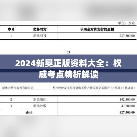 2024新奥正版资料大全：权威考点精析解读
