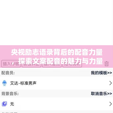 央视励志语录背后的配音力量，探索文案配音的魅力与力量