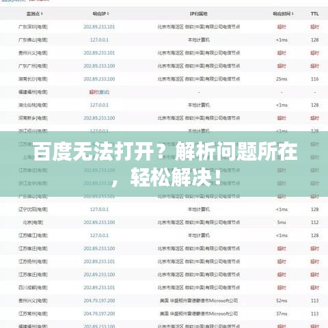 百度无法打开？解析问题所在，轻松解决！