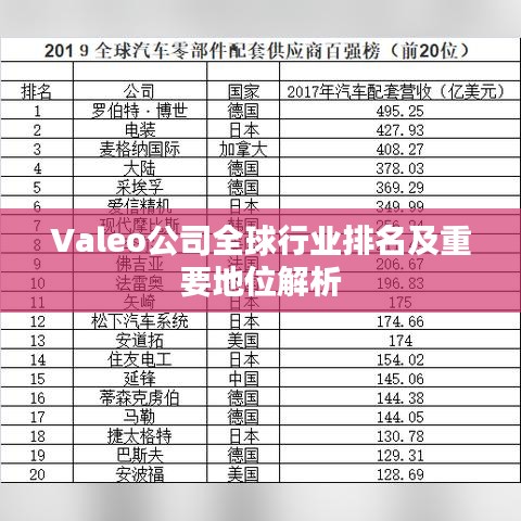 Valeo公司全球行业排名及重要地位解析