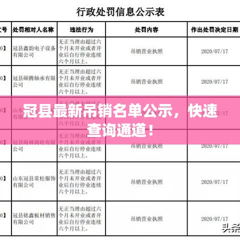 冠县最新吊销名单公示，快速查询通道！